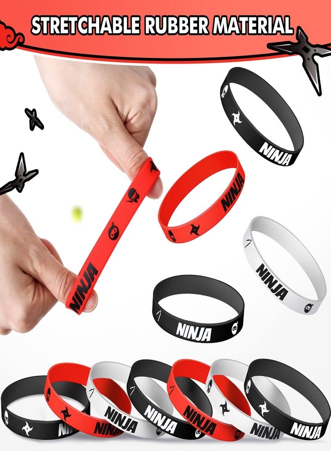 Deekin 30 Pieces Ninja Silicone Wristbands Bracelets Samurai Rubber Ninja Party Favors Bracelets Warrior Stretch Wristbands for Warrior Theme Party Favors Goody Bag Supplies, 3 Colors - Image 5